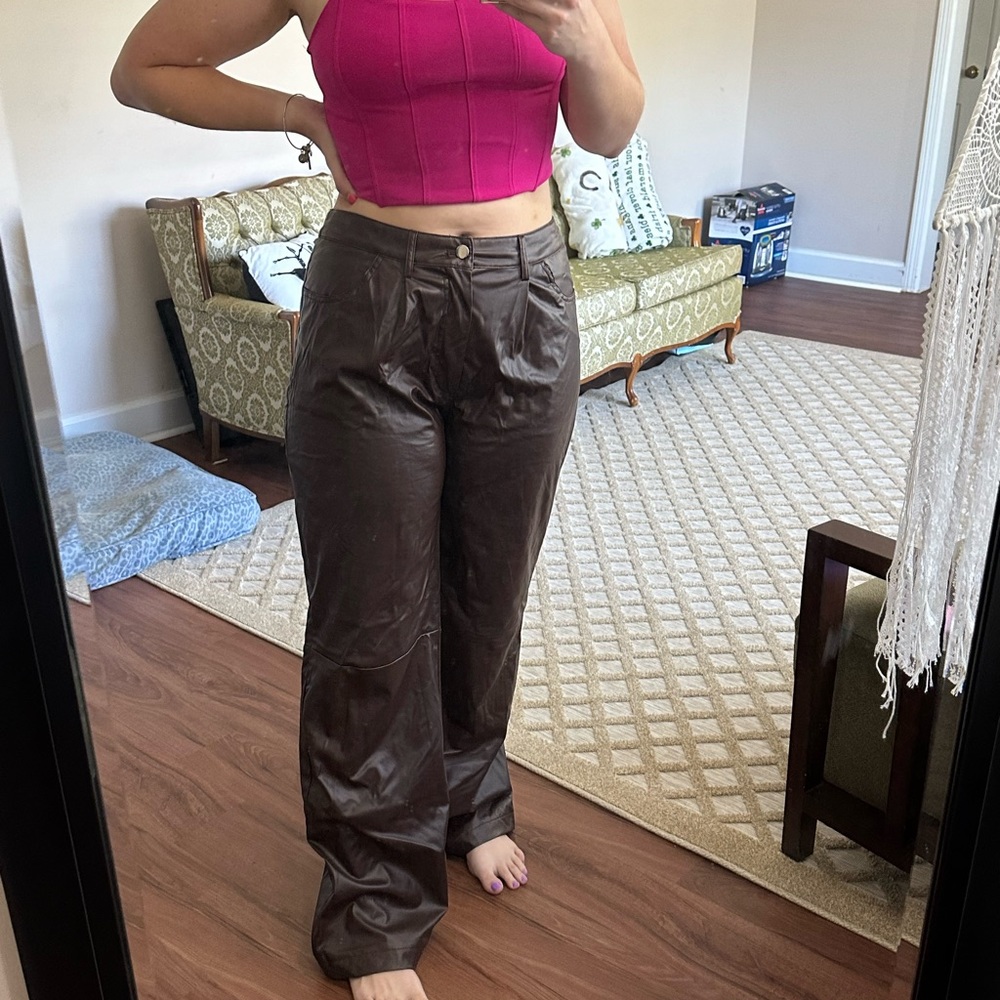 Faux leather Choclate brown pants